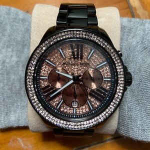 Michael Kors ladies watch, black and rose gold, large stunning face